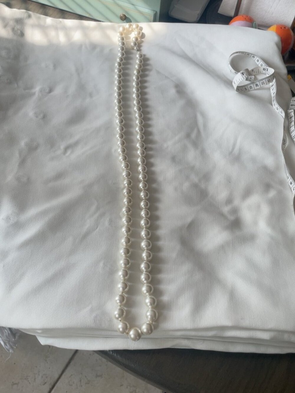 Vintage Graduated Glass Faux Pearl Necklace 22" Repair